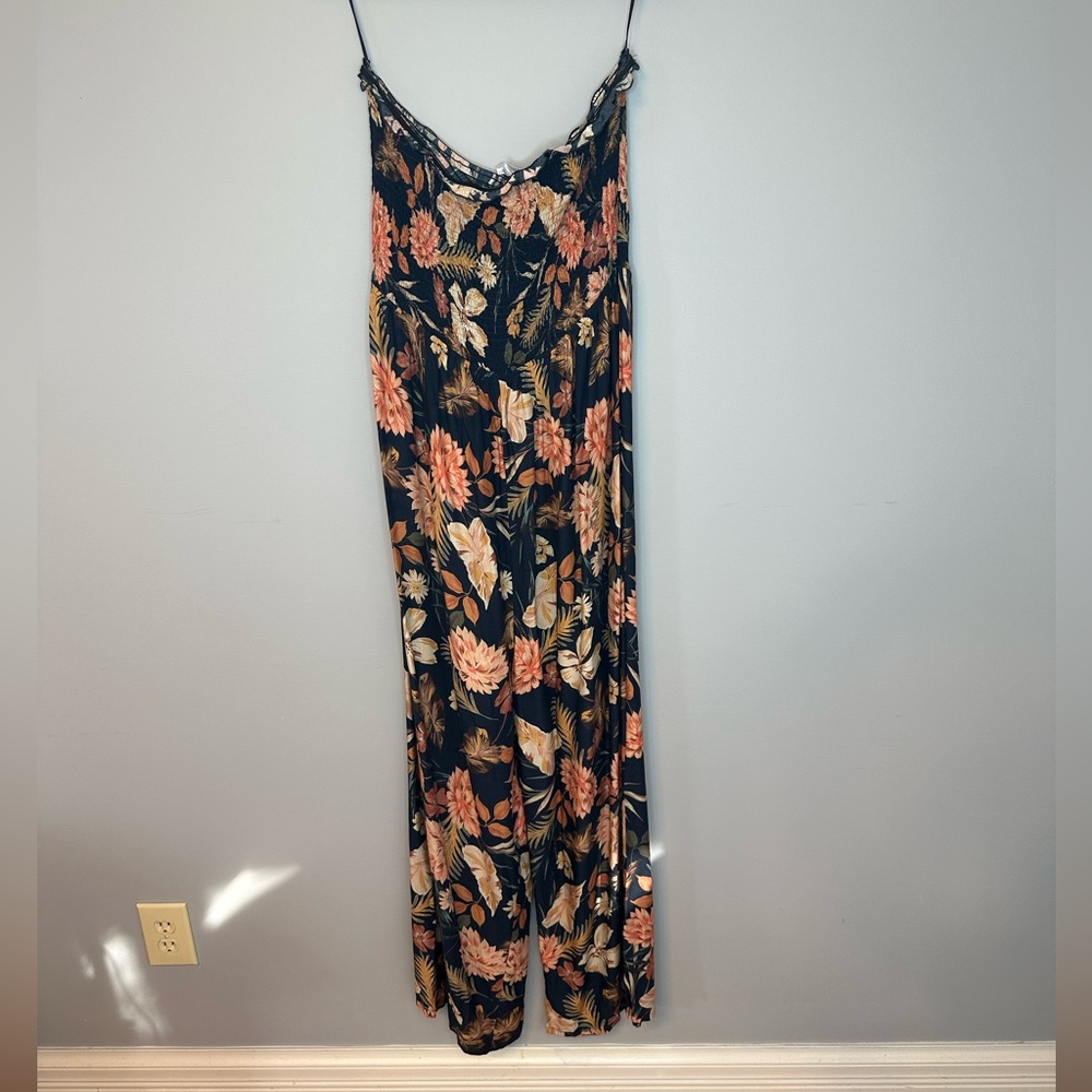 Venus Floral strapless jumpsuit